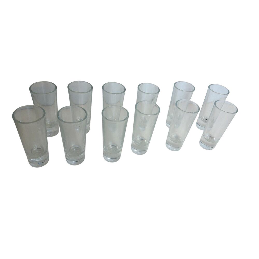 Vintage Weighted Heavy Base Clear Shot Glass Set of 12
